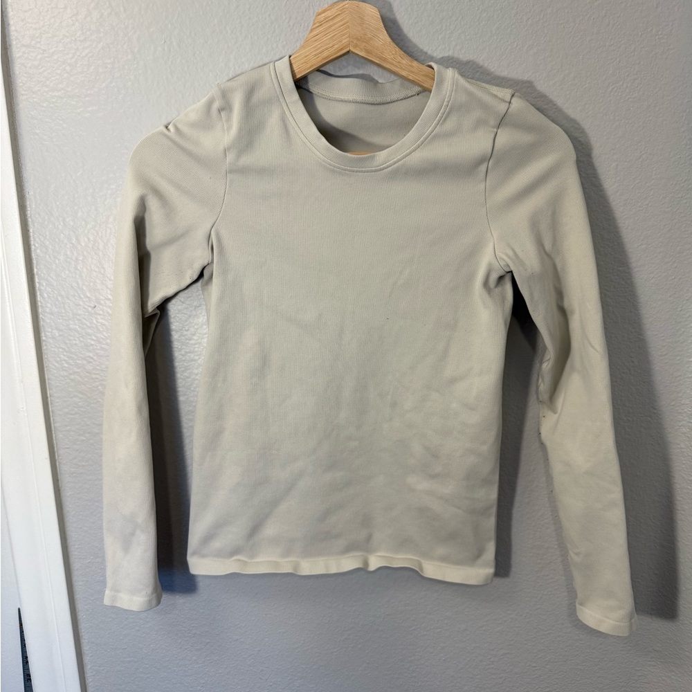 OQQ‎ Women's Long Sleeve Beige Top
